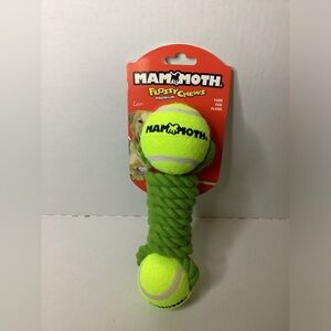 Mammoth Flossy Chews Rope Twister Dog Toy with Tennis Balls -Poly Tug Toss